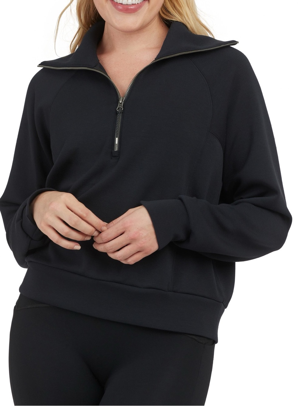 SPANX AirEssentials Half Zip Pullover Women 3X Very Black Oversized 50346R